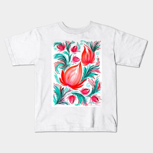 Pink Bloom Watercolor Painting Kids T-Shirt